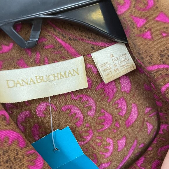 Dana Buchman Brown Print Silk Shirt size 4 - Picture 2 of 4